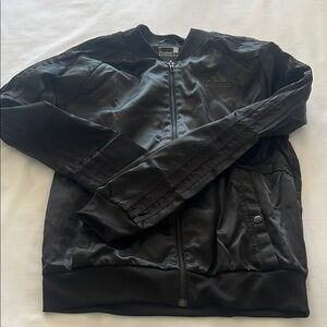 Adidas Black Bomber Jacket Smooth Synthetic Sporty